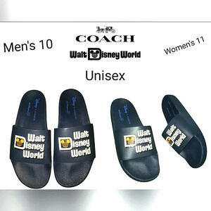 Logo Disney 50th Anniversary Walt Disney Blue Leather Slide Sandals Unisex New